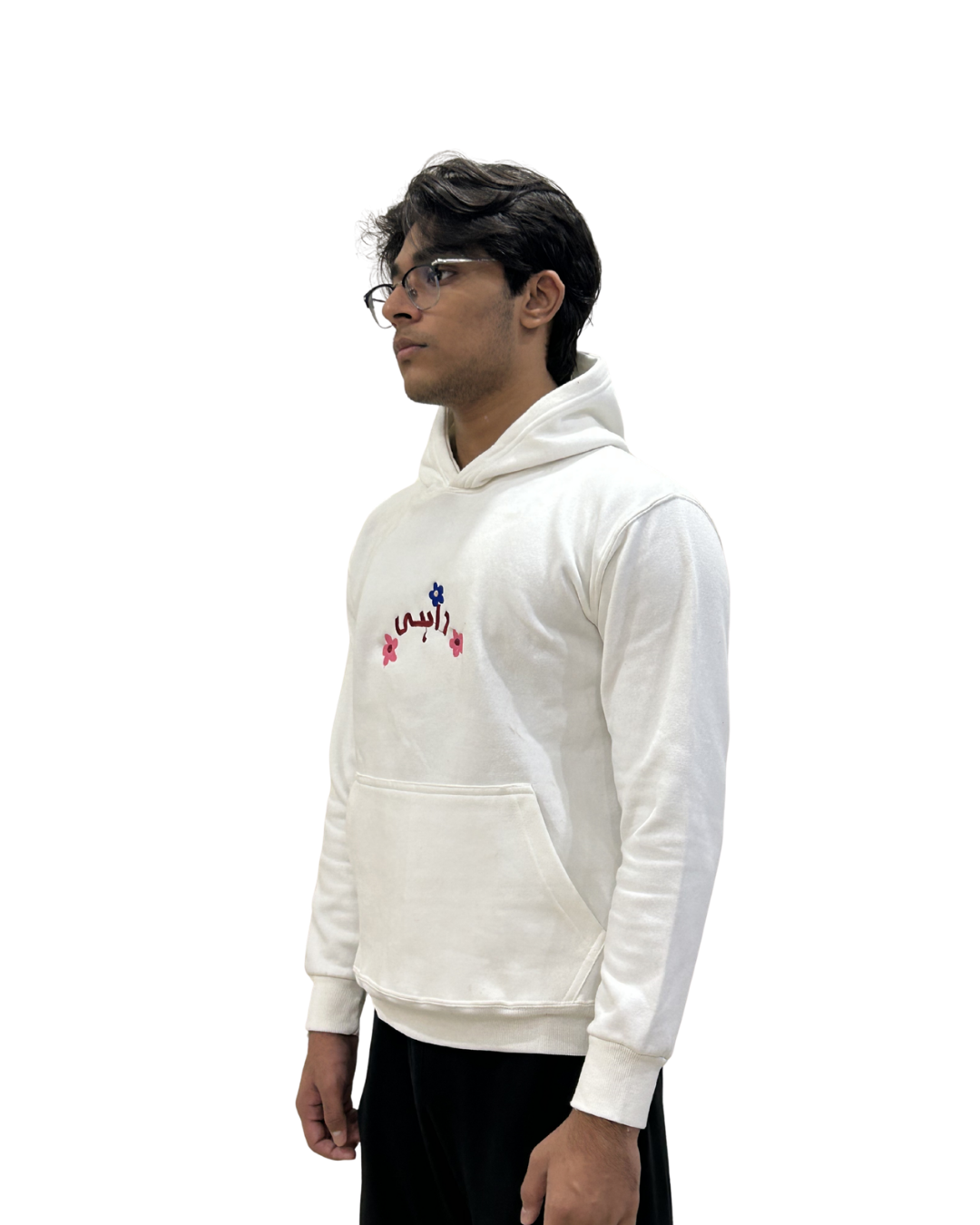 White embroidered hoodie