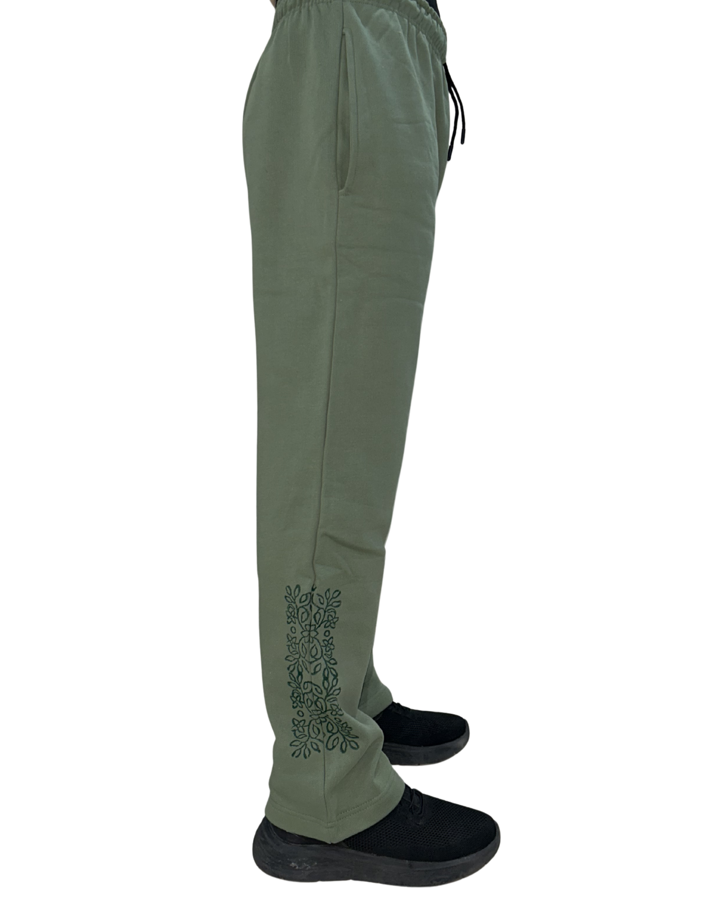 Olive green Block printed Sweatpants