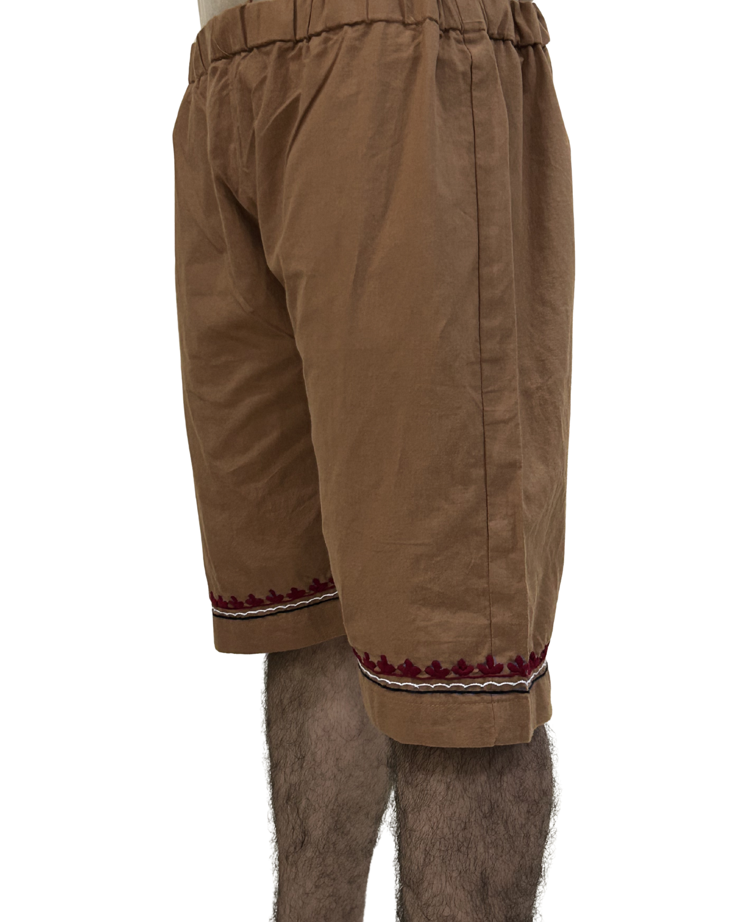 Brown Hand Embroidered Shorts