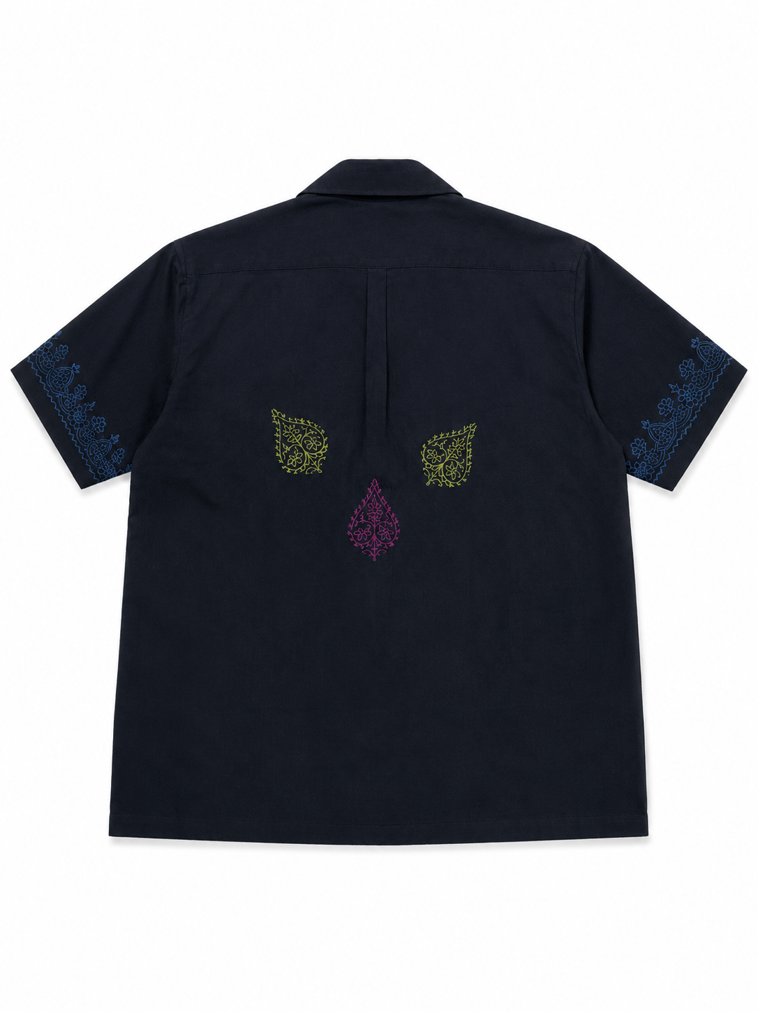Black Cuban Collar Block Printed Shirt