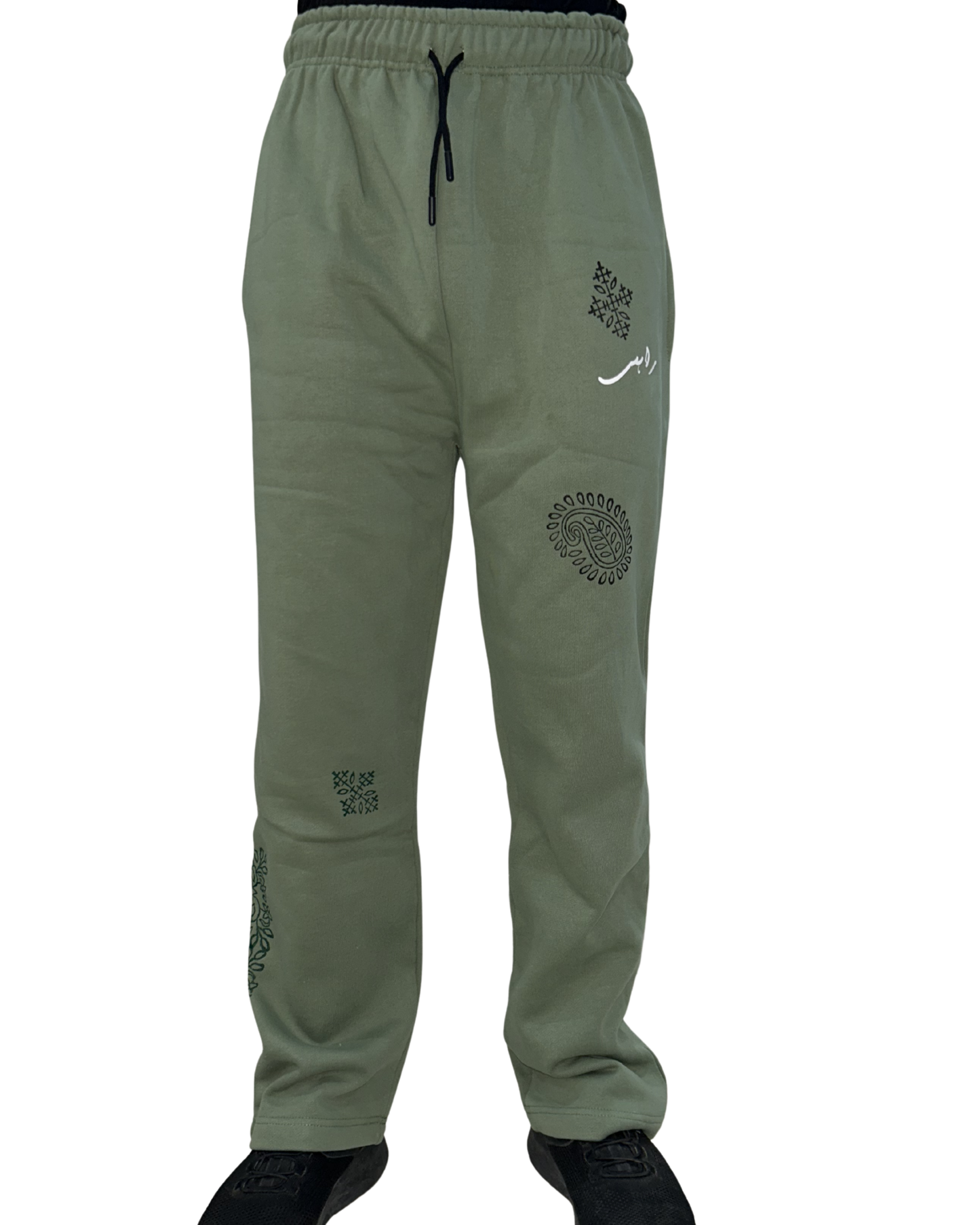 Olive green Block printed Sweatpants
