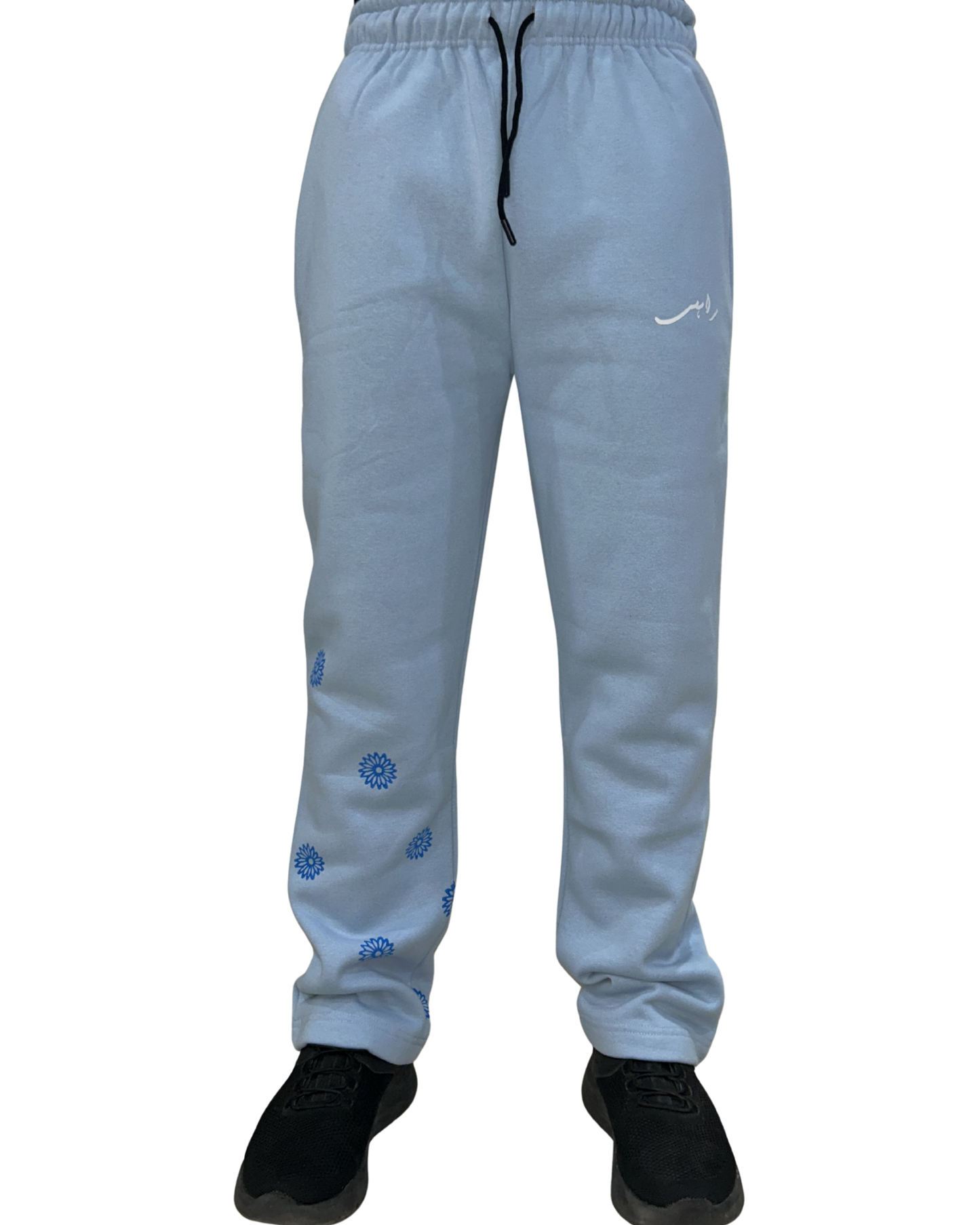 Baby Blue Block Printed Sweatpants