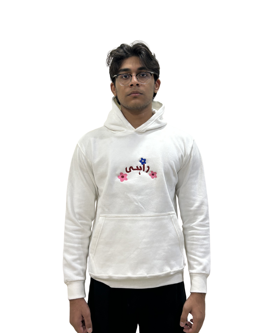 White embroidered hoodie
