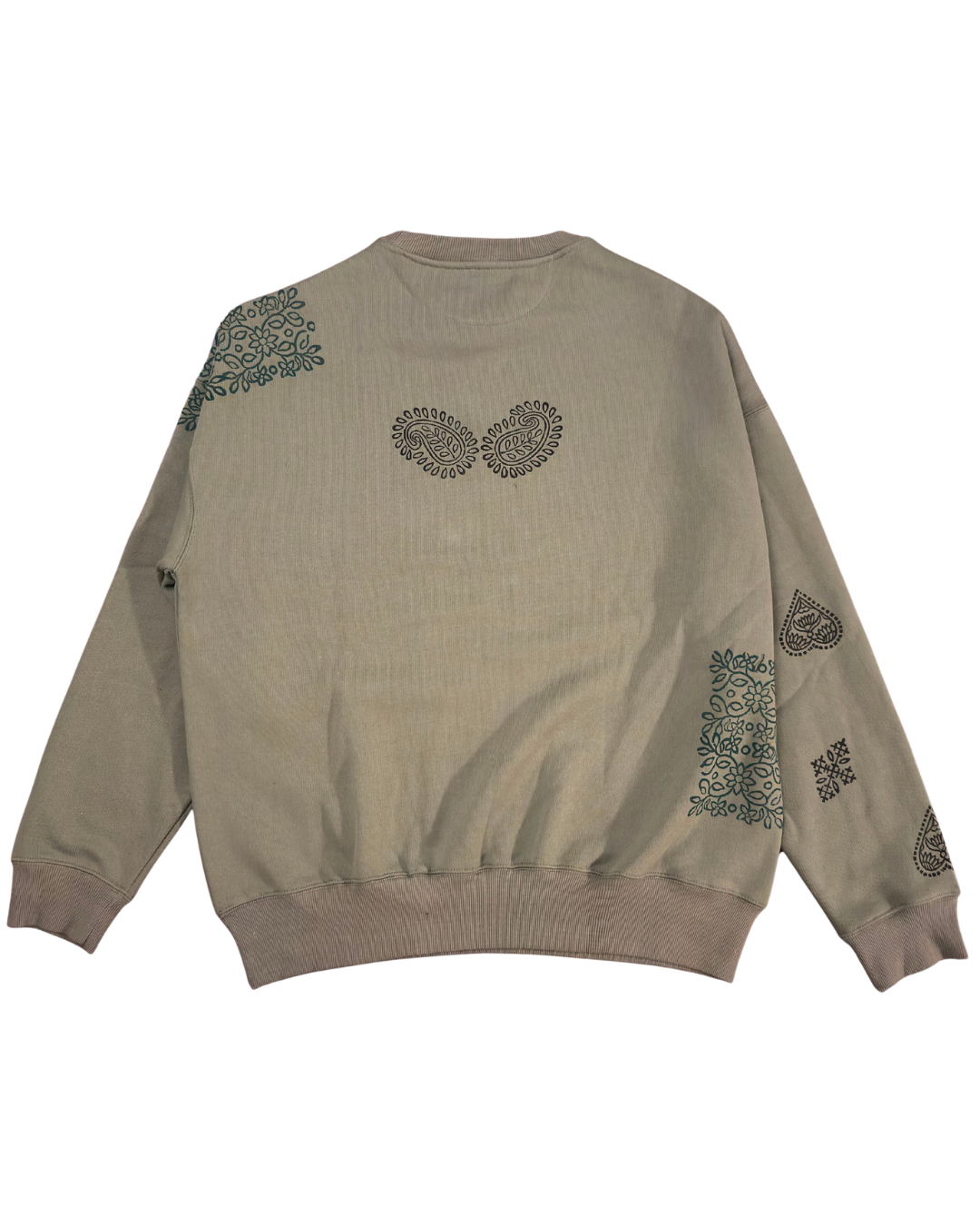 Sabza- Olive Green Block Printed Sweat Shirt