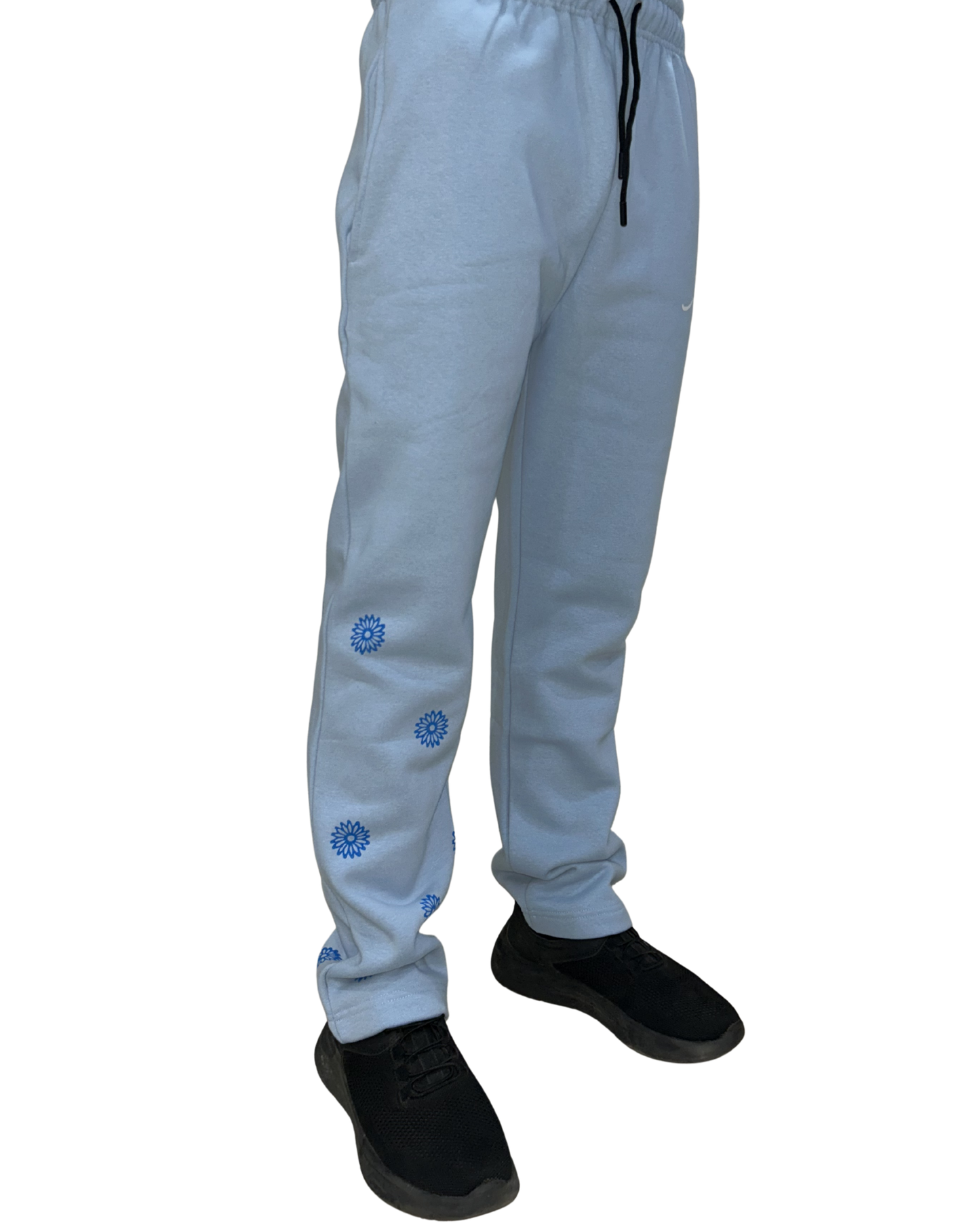 Baby Blue Block Printed Sweatpants