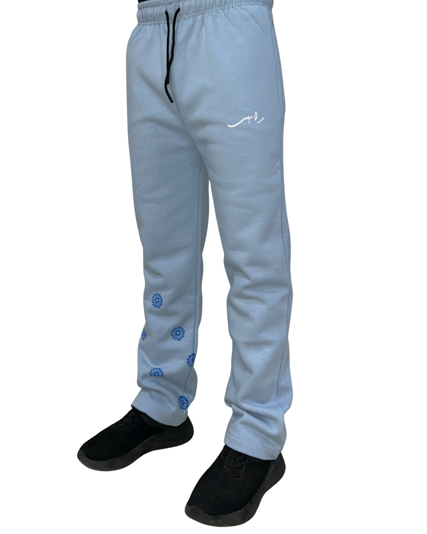 Baby Blue Block Printed Sweatpants