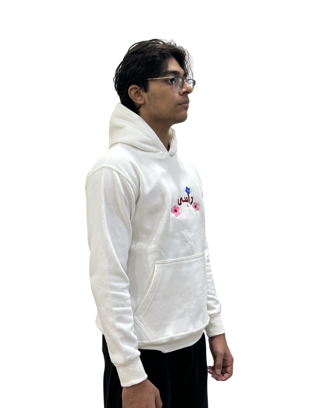 White embroidered hoodie