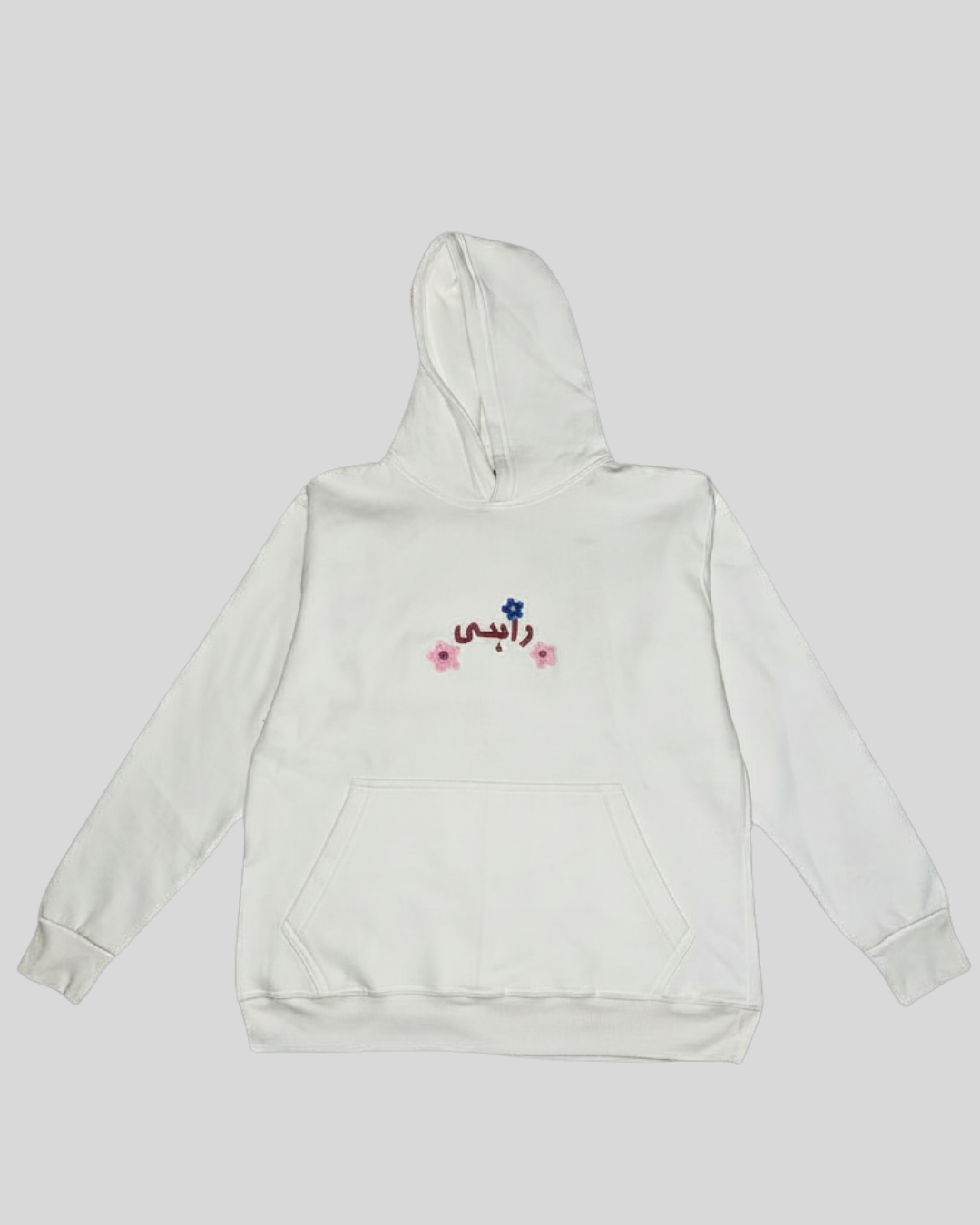 White embroidered hoodie