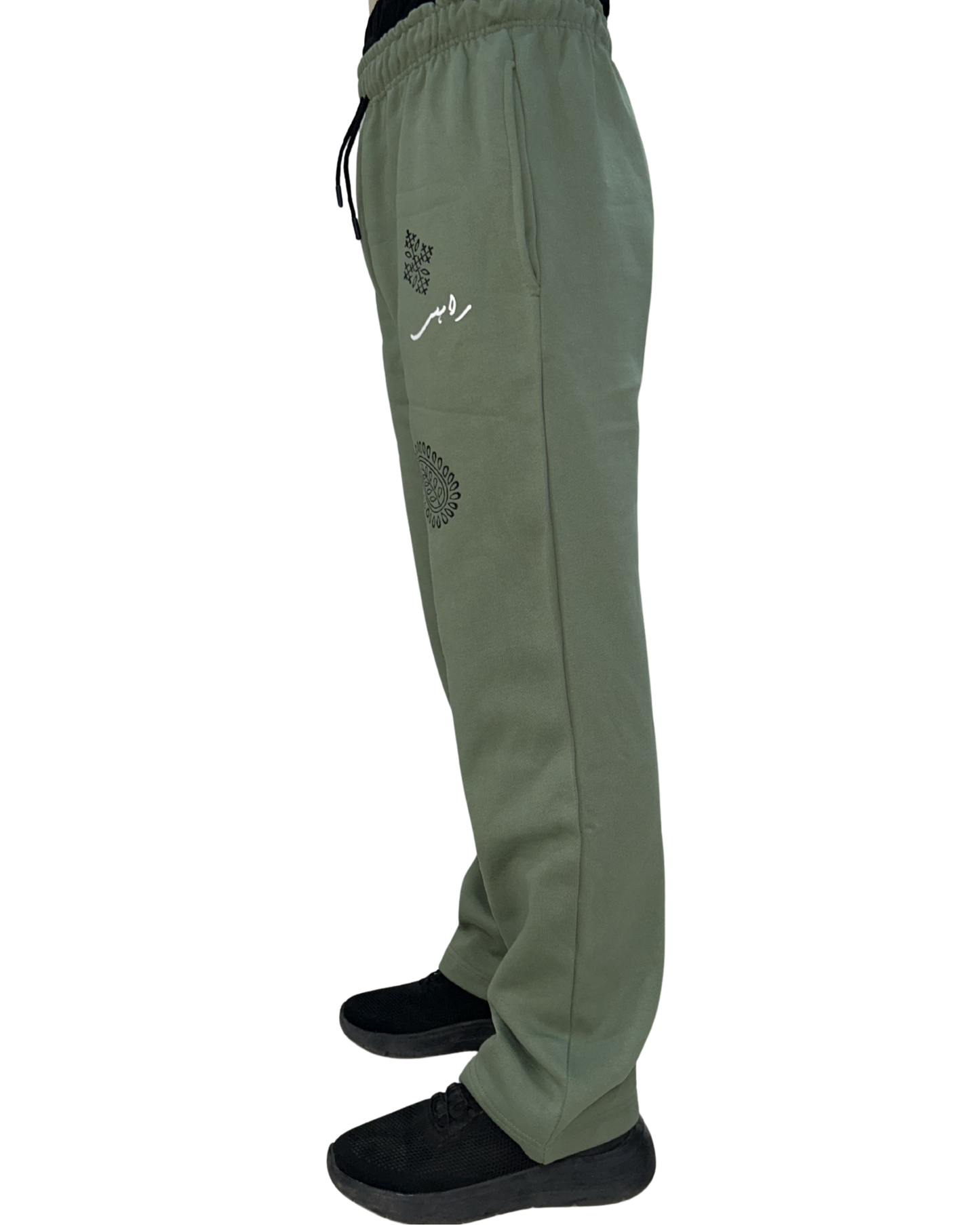 Olive green Block printed Sweatpants