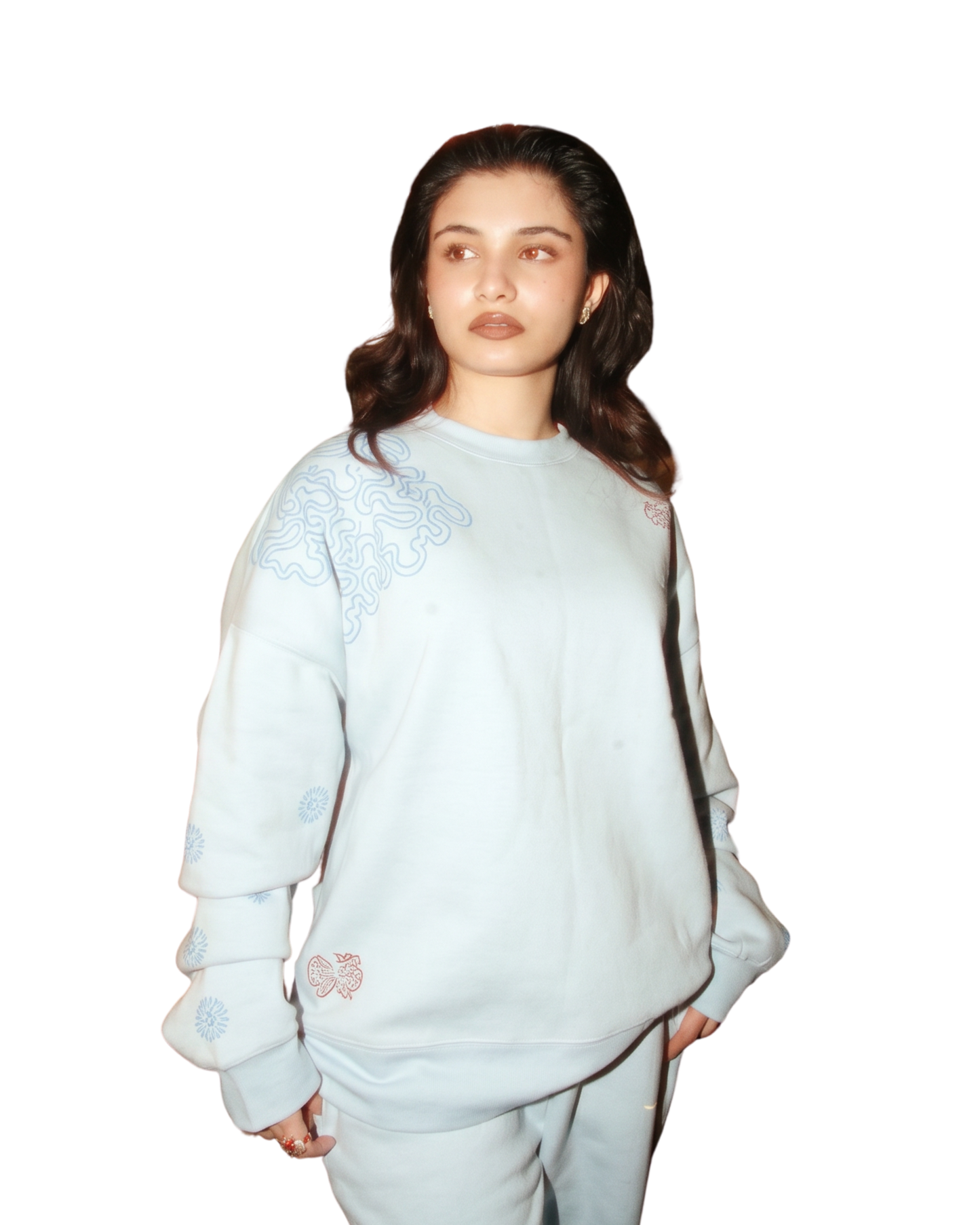 Baby Blue Block Printed Sweatshirt