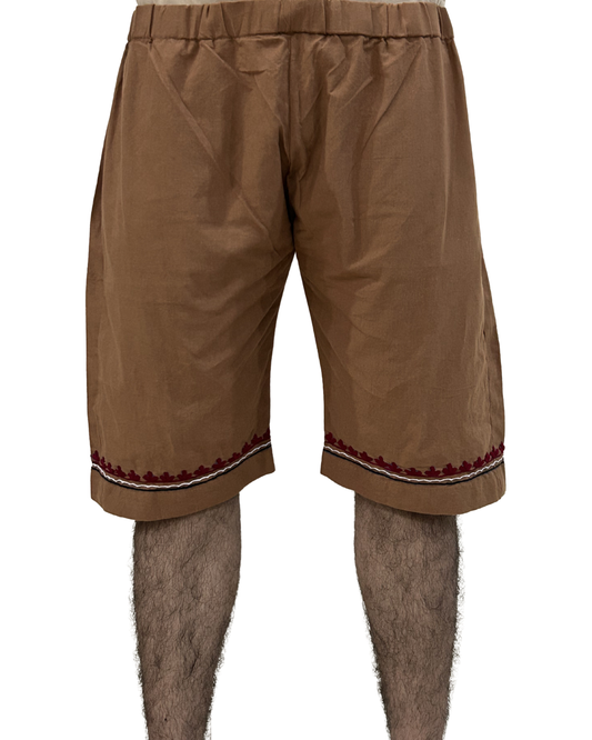 Brown Hand Embroidered Shorts